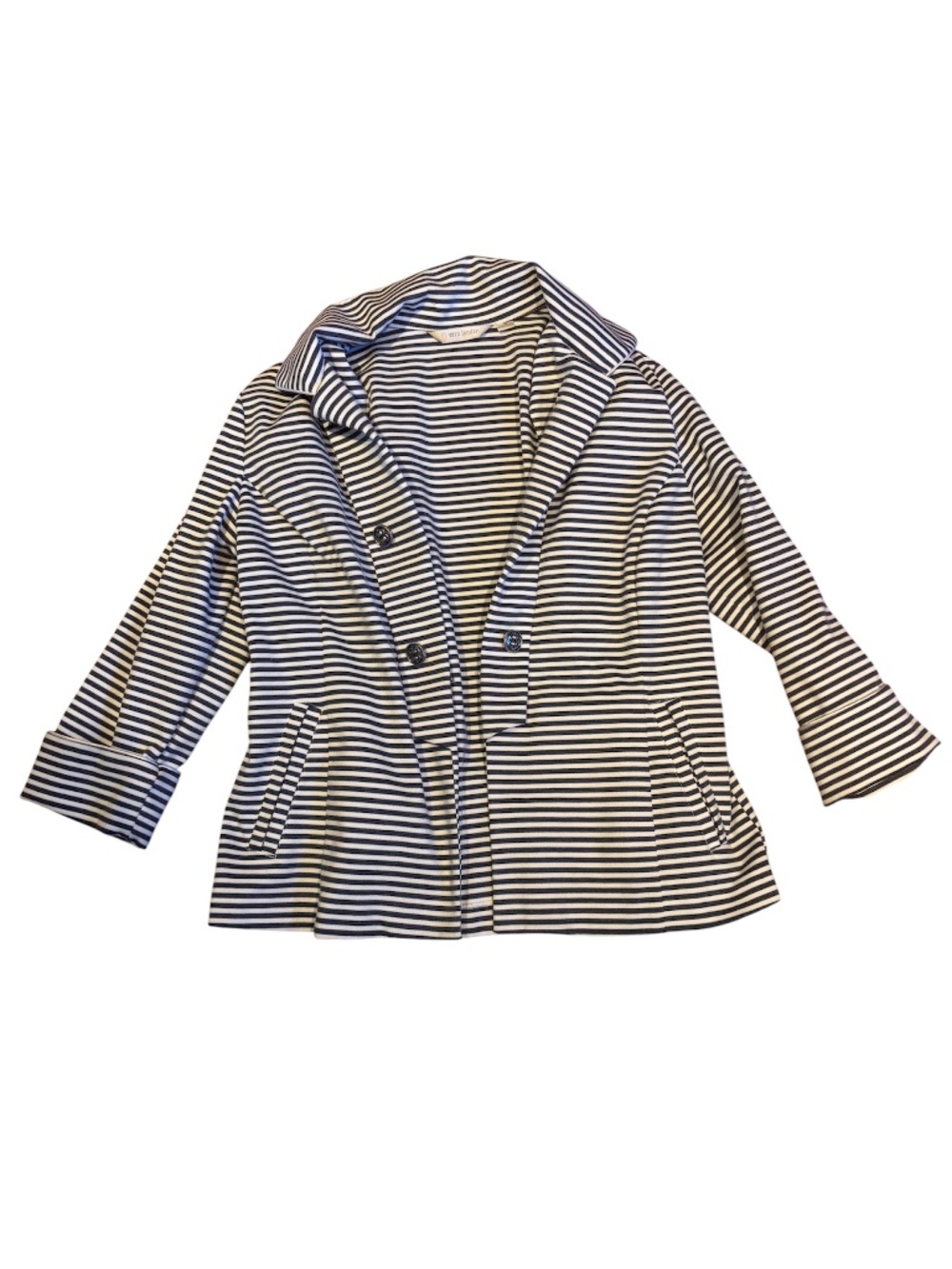 Navy Blue and White Striped Blazer | Size Medium